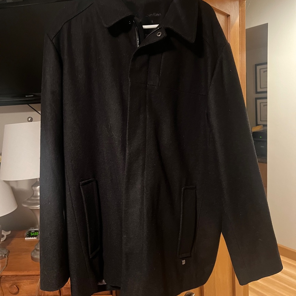 Calvin Klein Black Trench Coat for Stylish Comfort